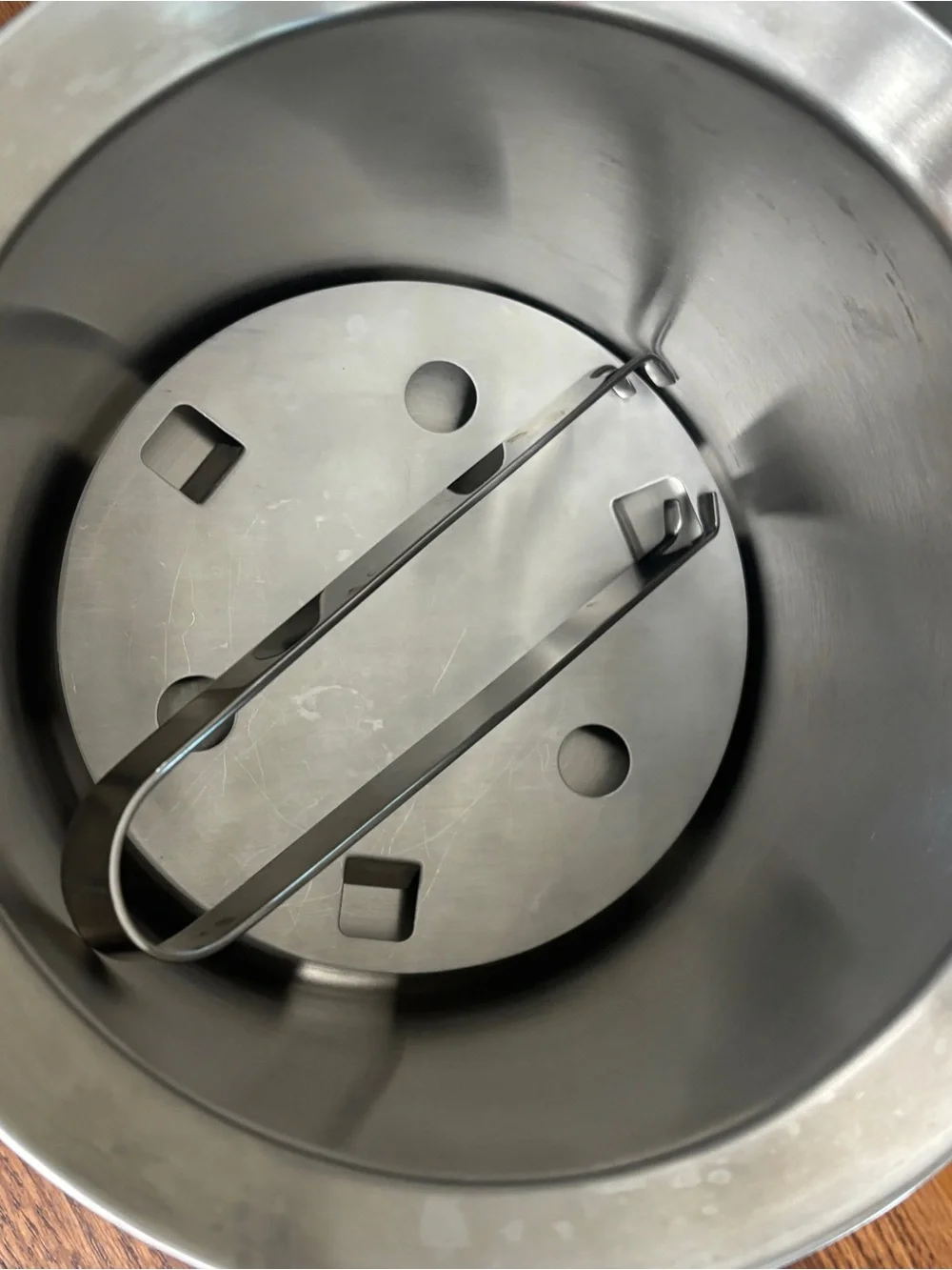 Crate&Barrel polished stainless steel double-walled insulated ice bucket / tongs